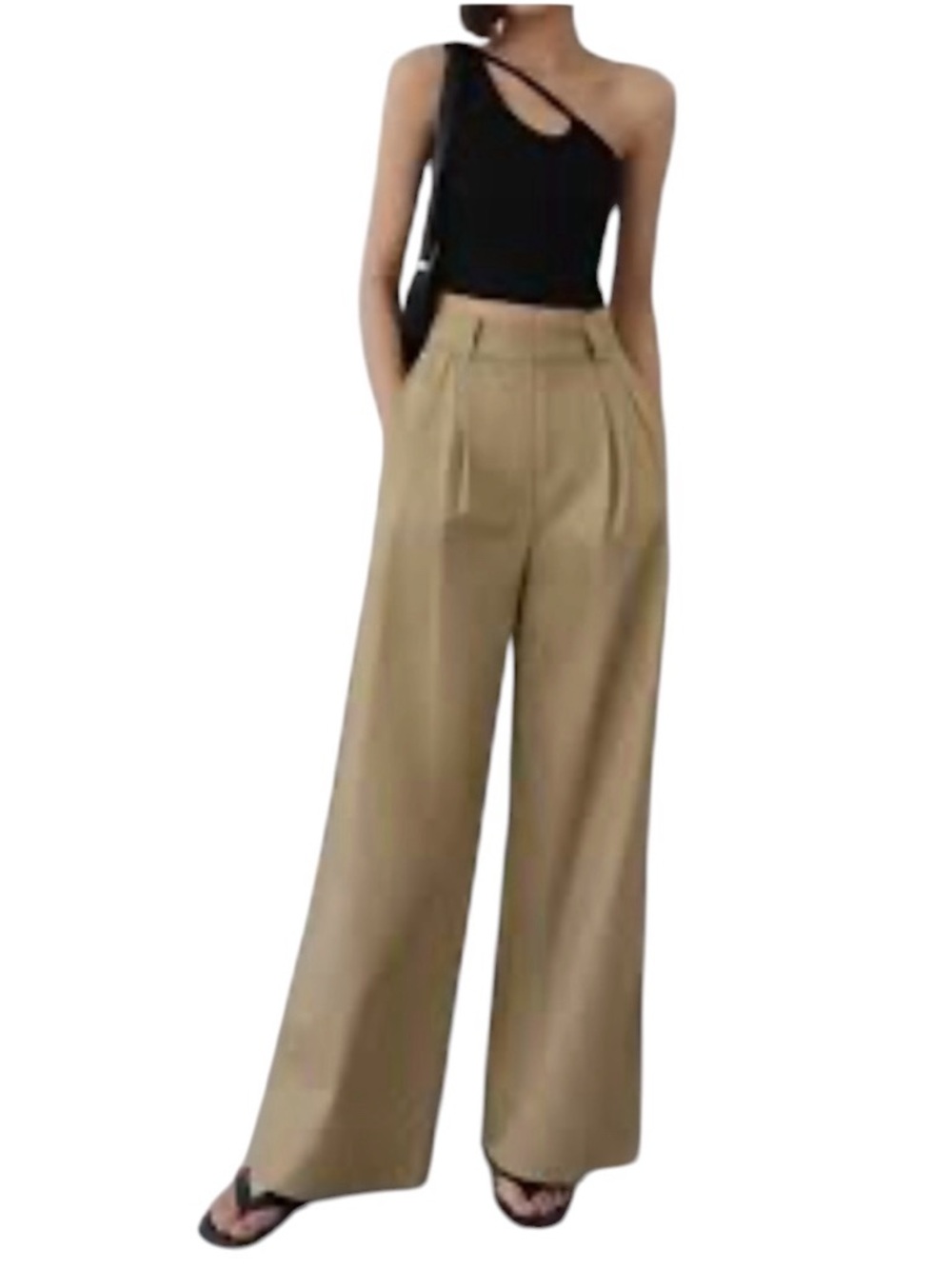 High-Waist Wide Leg Pants in Khaki